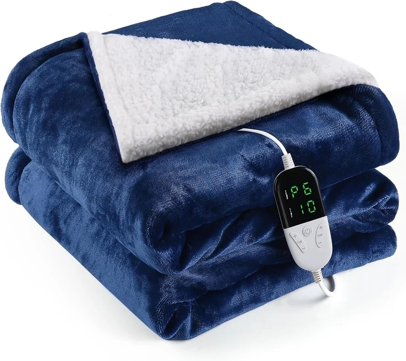 Elektrische omslagdeken - Warmtedeken - 1 persoons - 180x150 cm - Fleece - blauw