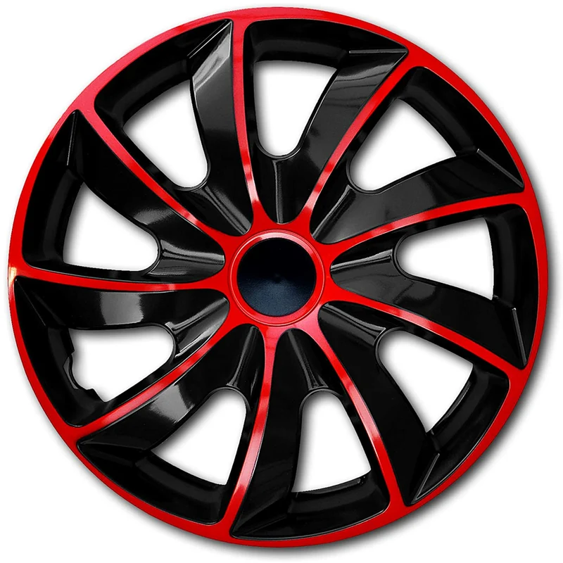 17 "QUAD / Wieldoppen - Rood en Zwart / Set van 4 stuks