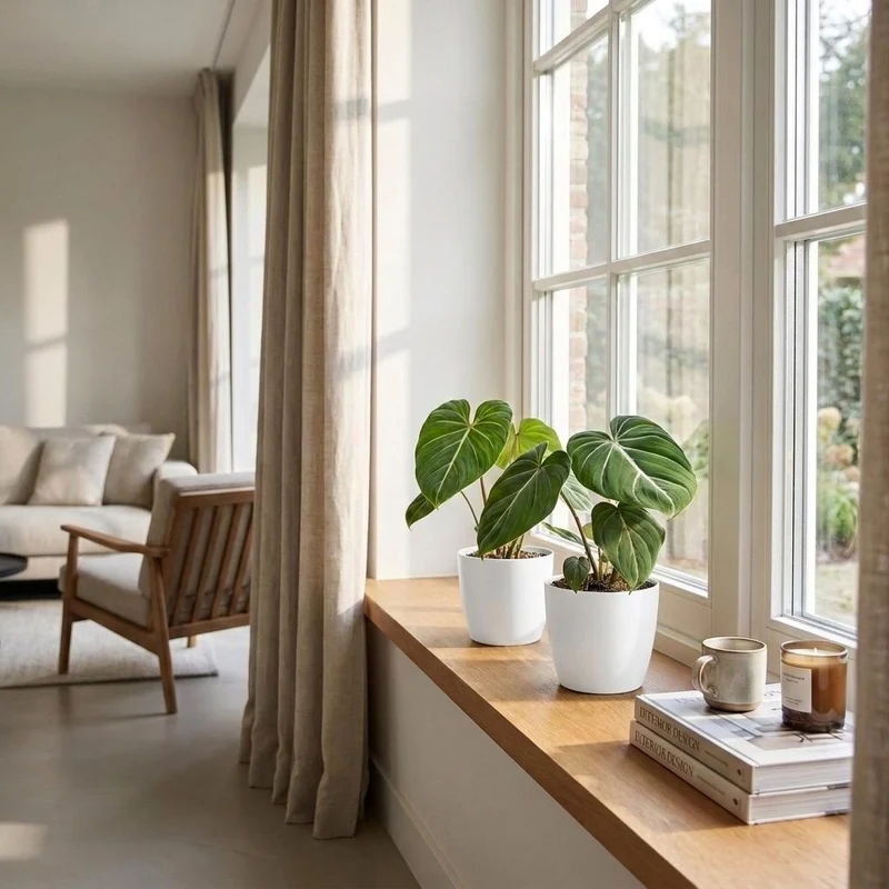 4x Philodendron Gloriosum - Glorie Philodendron - met witte pot