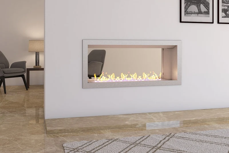 Icon Fires Slimline Firebox 1100 P/C chrome FASCIA (met Slimline 800 Brander)
