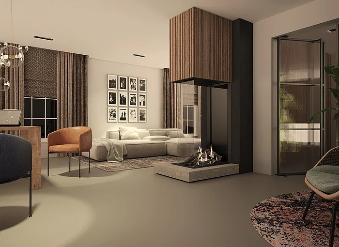 DRU Maestro 75 XTU Tall Eco Wave Roomdivider haard