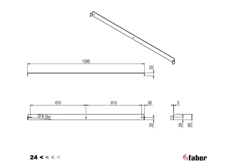 Muurbeugel Faber e‑MatriX Linear 1300/400 I II III