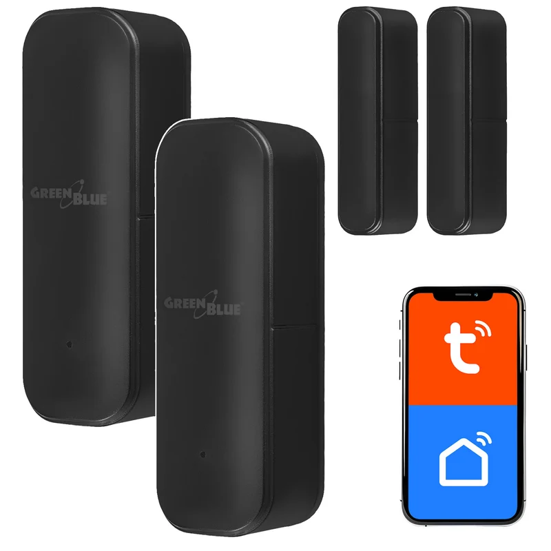 Draadloze reedschakelaar / WiFi-openingssensor van GreenBlue, Android/iOS, voor deuren / ramen, 3,0 V DC, LR03x2, GB479 B, 2 sets