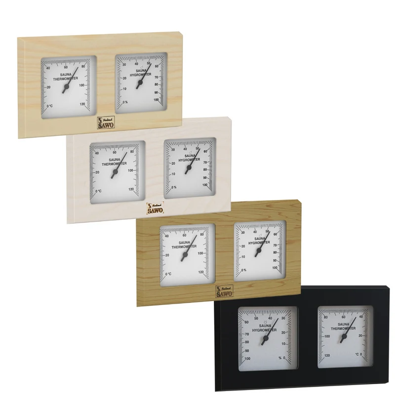 Sawo Dubbel Vierkante Sauna Thermo-Hygrometer