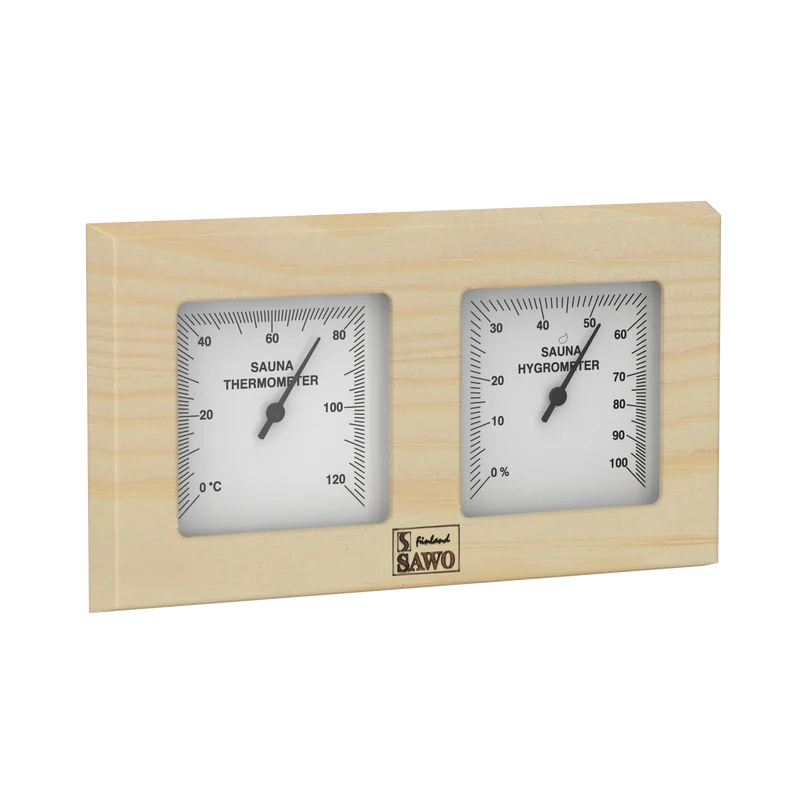 Sawo Dubbel Vierkante Sauna Thermo-Hygrometer