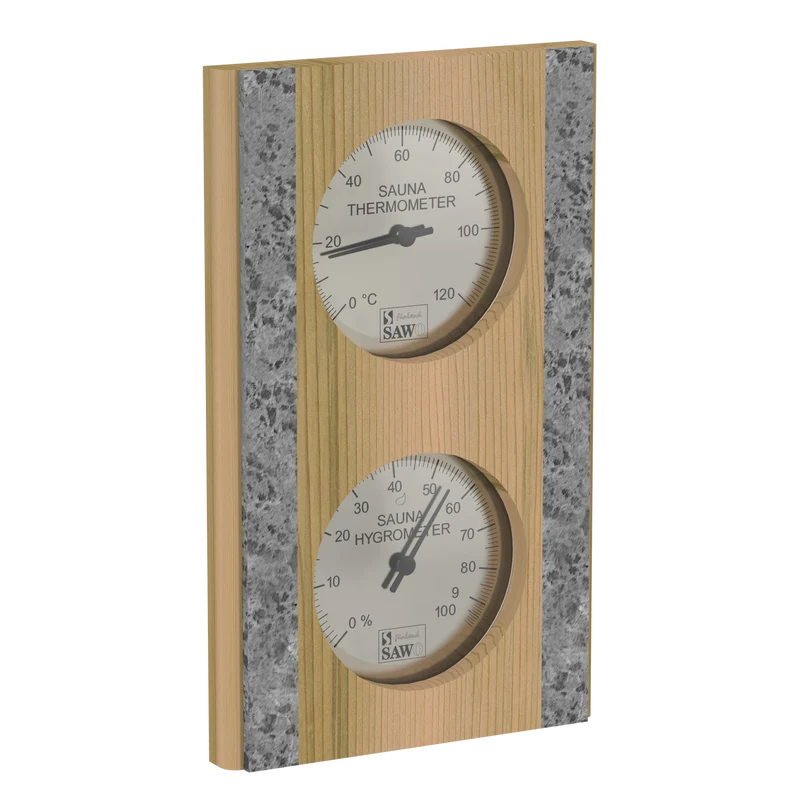 Sawo Verticale Rechthoekige Sauna Thermo-Hygrometer Speksteen Accent