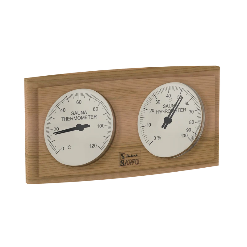 Sawo Gebogen Uitgesneden Rechthoekige Sauna Thermo-Hygrometer