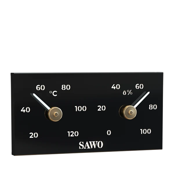 Sawo Zwart Metalen Sauna Thermo-Hygrometer