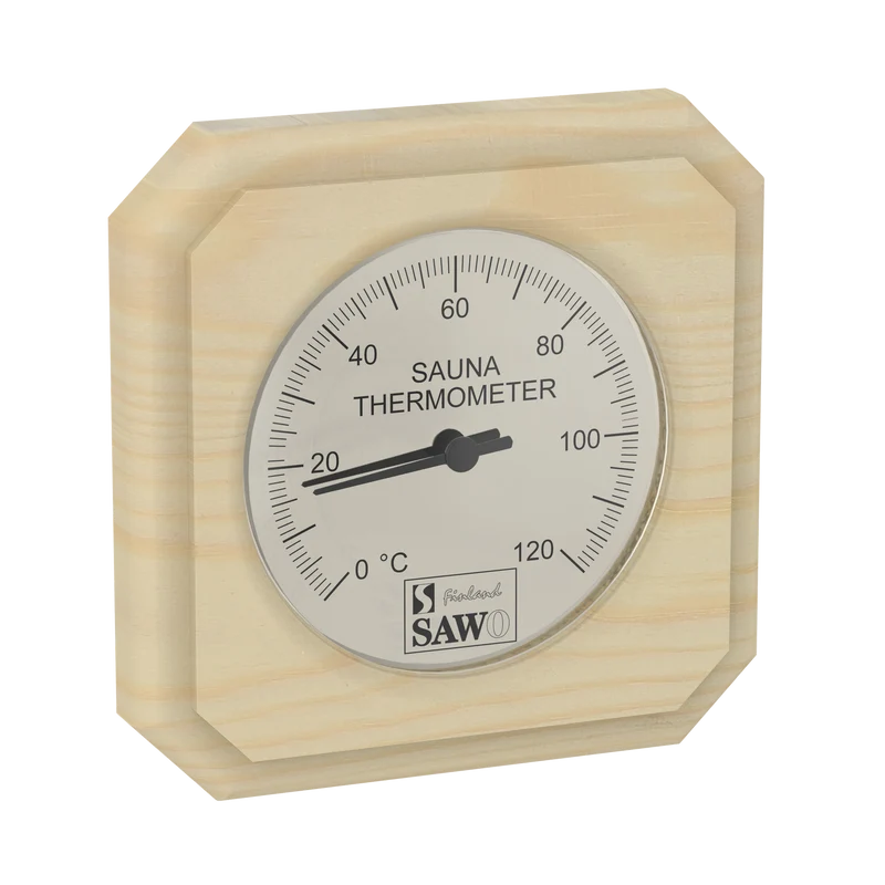 Sawo Vierkante Sauna Thermometer met Gesneden Hoek