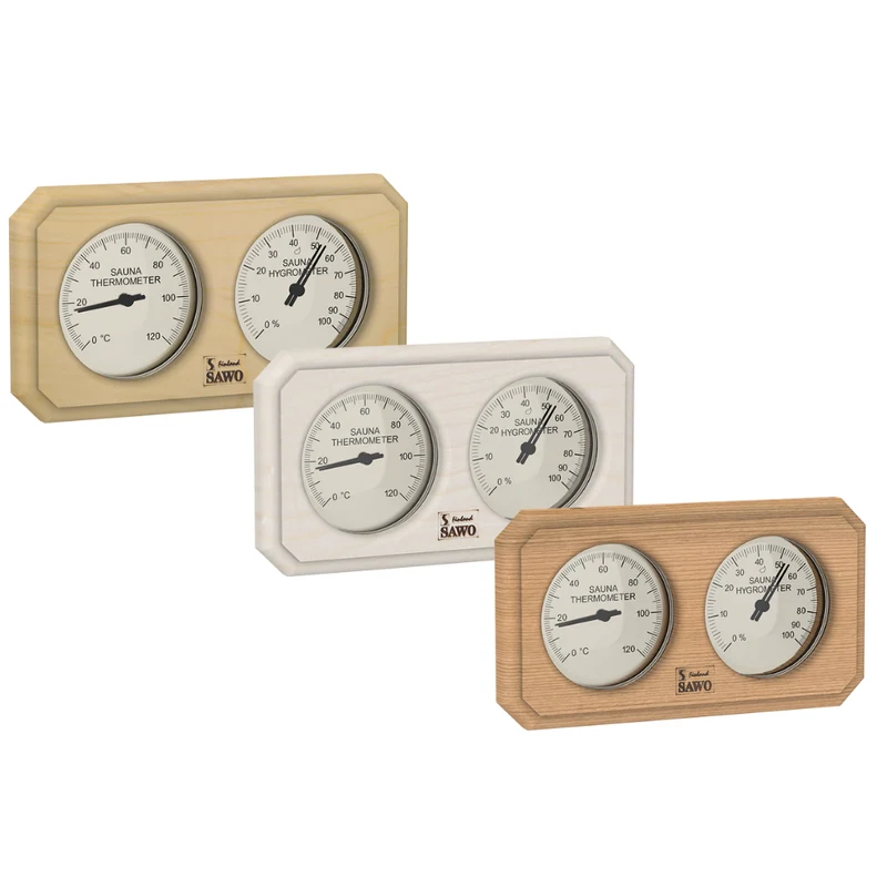 Sawo Rechthoekige Sauna Thermo-Hygrometer met Gesneden Hoeken