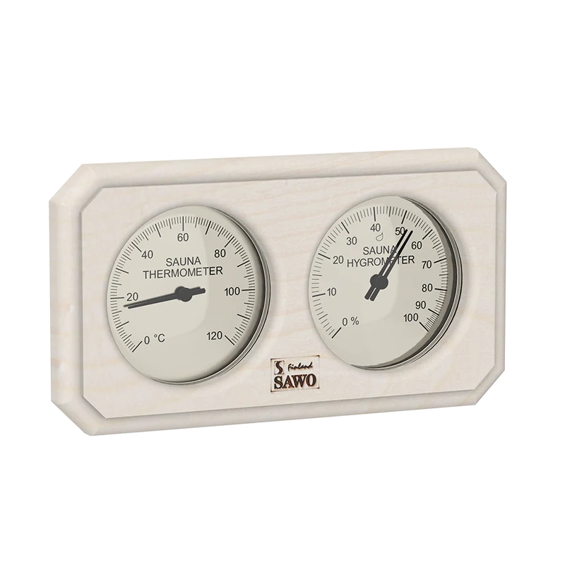 Sawo Rechthoekige Sauna Thermo-Hygrometer met Gesneden Hoeken