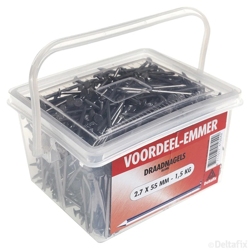 Deltafix draadnagels platkop staal blank 2,7x55mm 1,5 kg