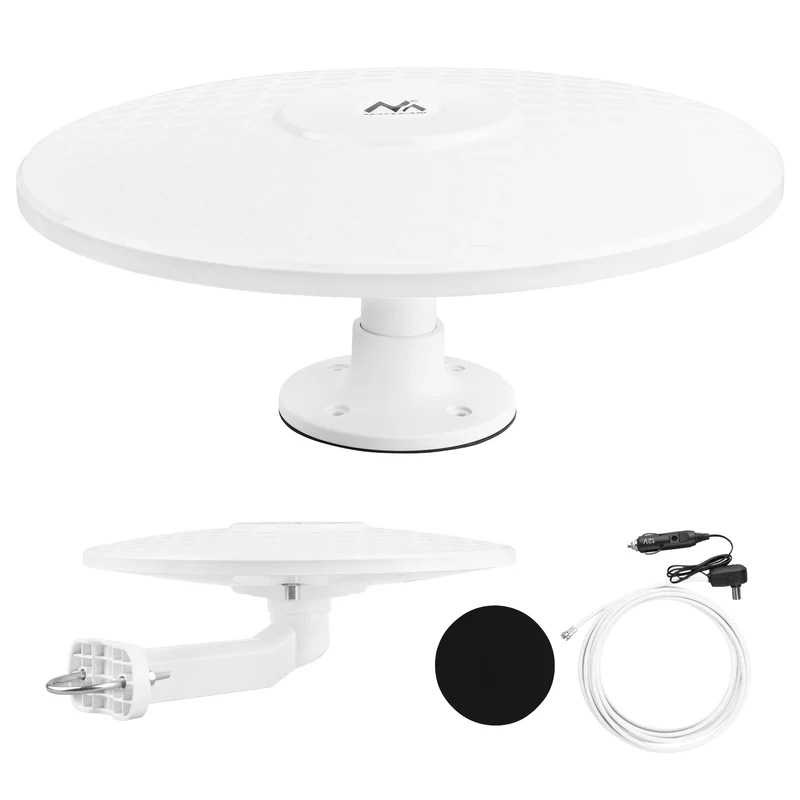 Maclean DVB-T/T2 HEVC omnidirectionele antenne, actief, camper, 12V, MCTV-103