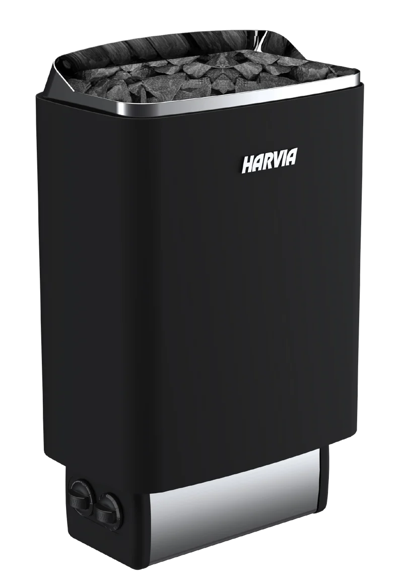 Harvia 100 Top Steel Zwart Saunakachel (met opgebouwde besturing)