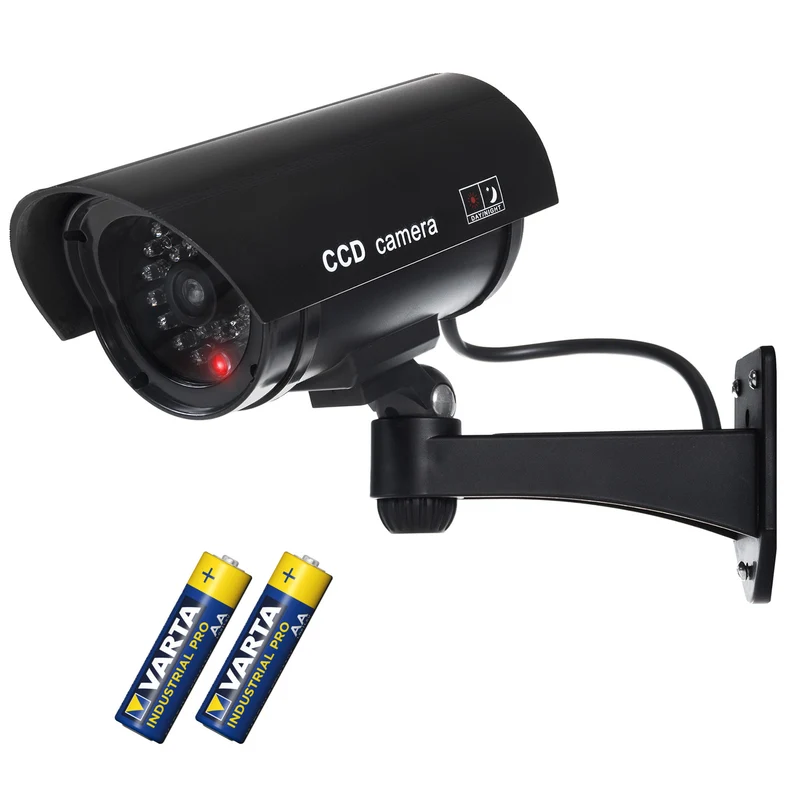 Caméra factice avec LED clignotante IR1100 B IR externe + 2 piles Varta Industrial AA