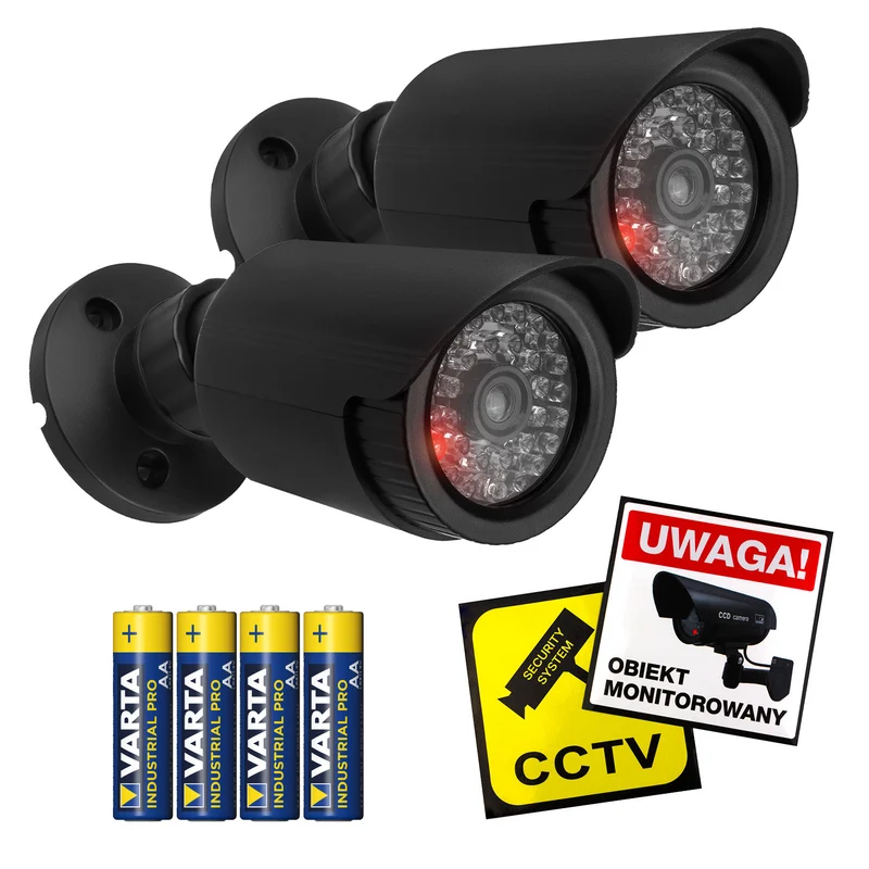 Set van twee dummy-buiskamera's, IR-LED's, zwart, voeding 2xAA (meegeleverd), ABS, IR1800 BT