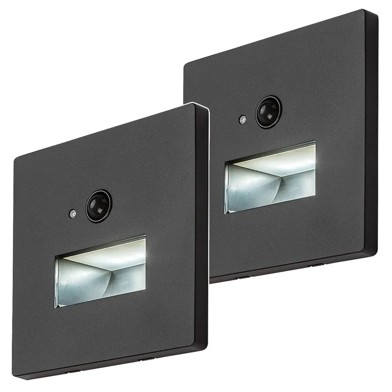 Lunca LED-lamp 1 W IP20 zwart 3000, 4500, 6500 K bewegingssensor, lichtsensor, 77197, 2 stuks