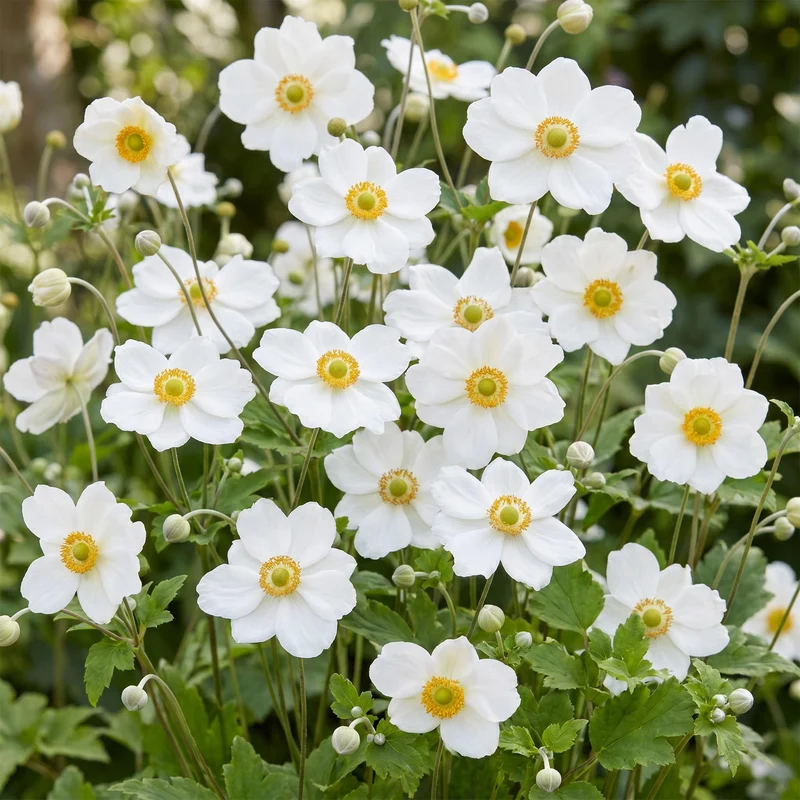 Herfst anemoon hybr. Hon. Jobert, met witte bloemen (24x)