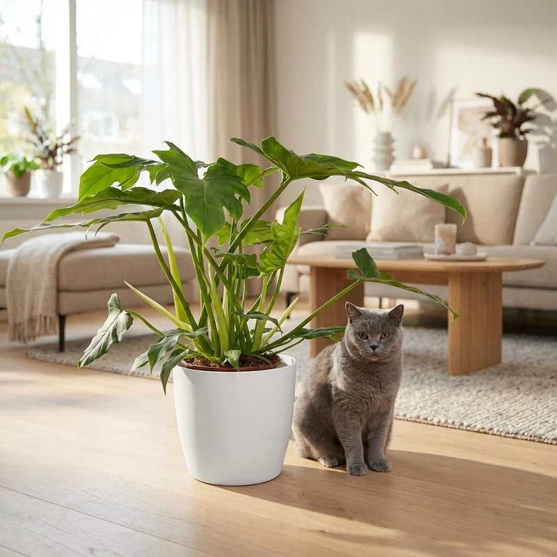 Philodendron Lacerum met witte pot