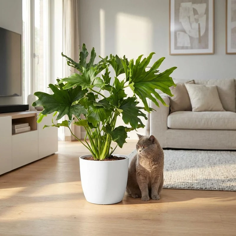 Philodendron Lickety split met witte pot