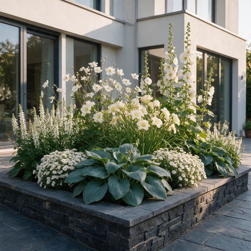 Vasteplant - Borderpakket - Wit - Soorten en kleuren - 12 Planten - Pot 11cm - Hoogte 15-25cm