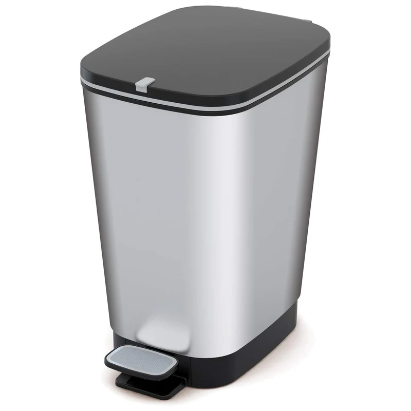 Kis afvalbak, met pedaal, rubberen afdichting, gemetalliseerd, 50 liter, Chic