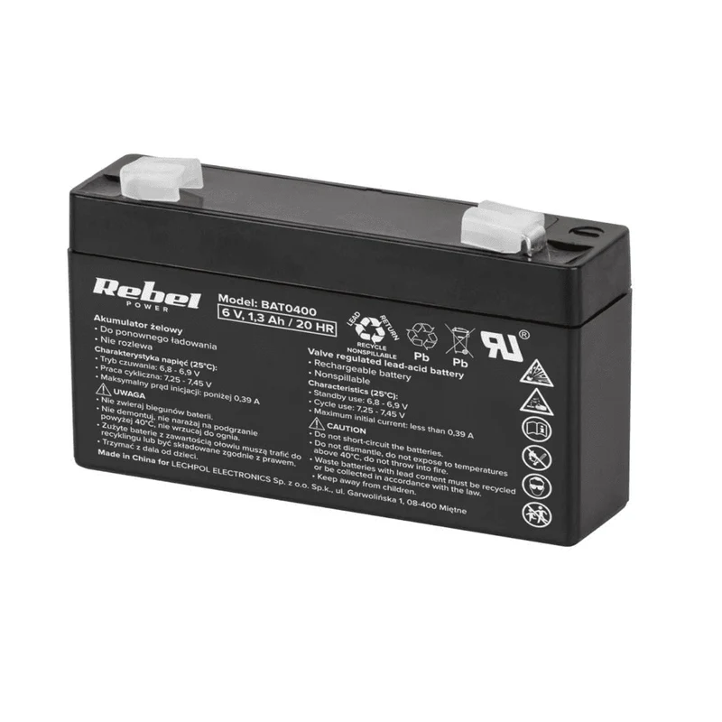 Rebel gelbatterij, onderhoudsvrij, lekvrij, 6V, 1,3Ah, BAT0400