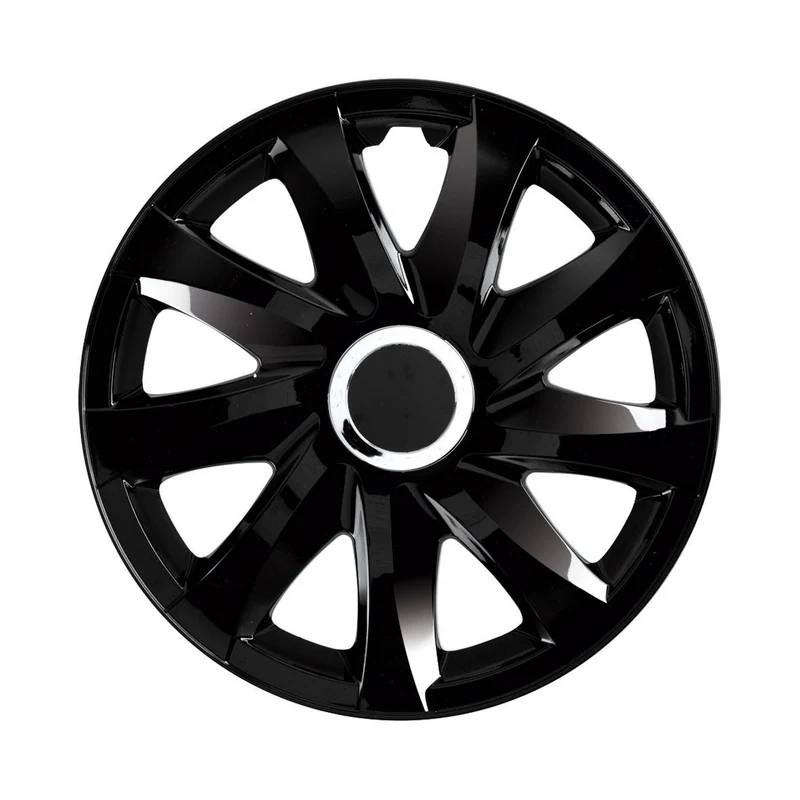 Universele wieldoppen 14" DRIFT zwart lak press-on 4 stuks