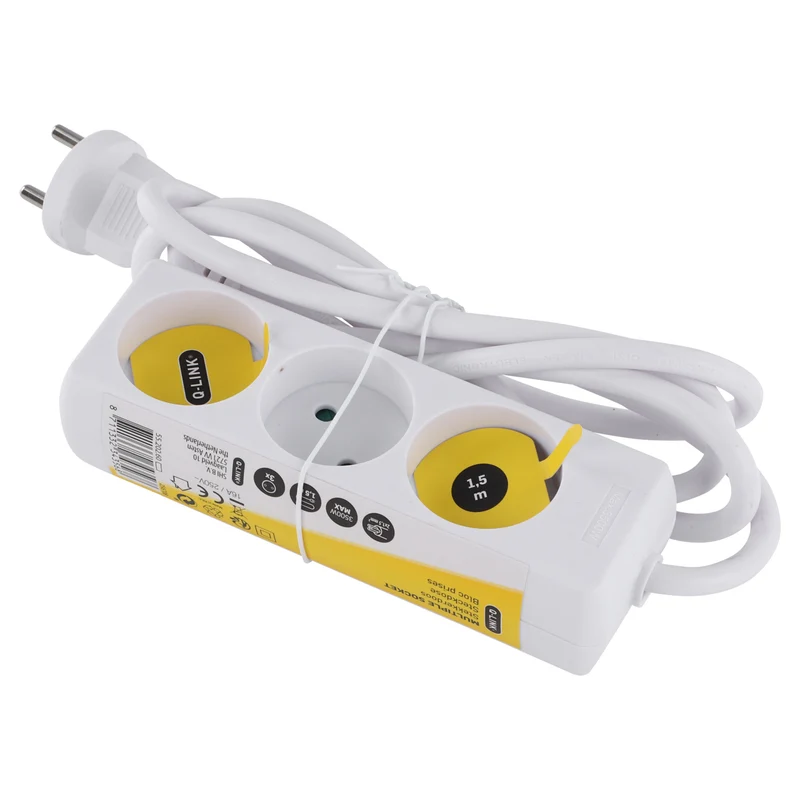Q-Link stekkerdoos 3-voudig wit 1,5m