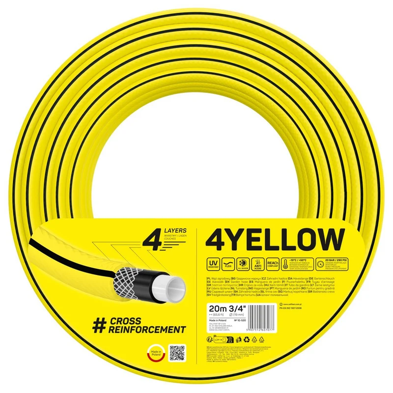 CELLFAST 4YELLOW tuyau d'arrosage 10-520 3/4" 20m 4 plis