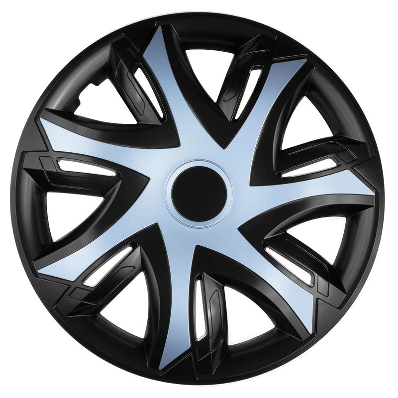 NRM N-Power Enjoliveurs de roue pour jantes en acier Jeu de 4 enjoliveurs bicolores pour voiture Véhicule automobile Convient à la plupart des marques et des jantes Plastique ABS (Azur/noir, 14")