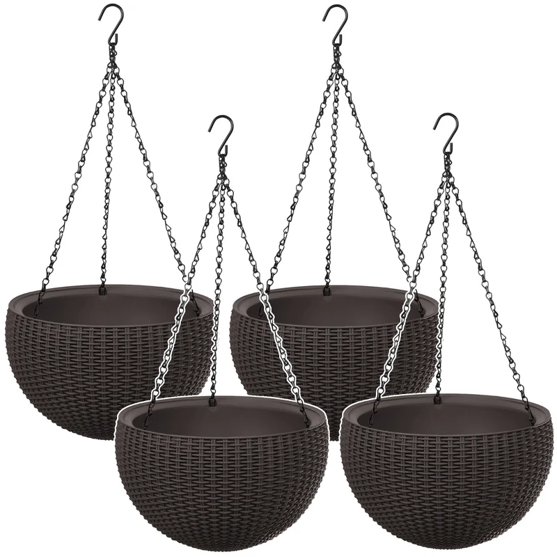 Pot suspendu Keter Sphere Planter, couleur marron, lot de 4
