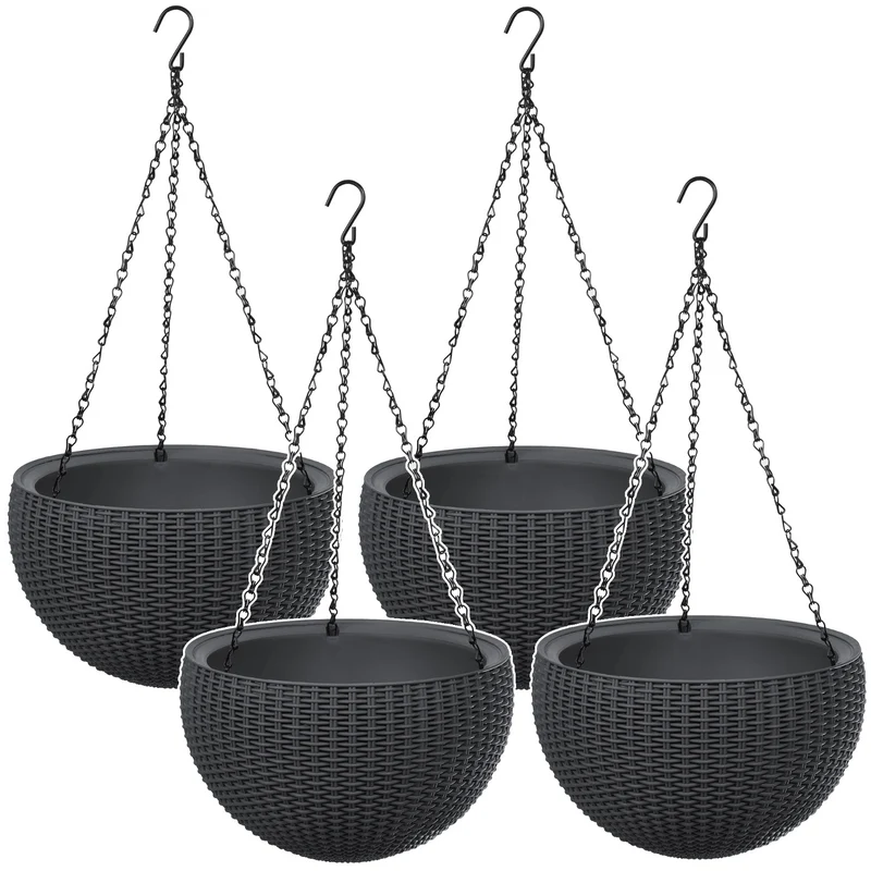 Keter Sphere Planter hangpot, kleur antraciet, 4 stuks