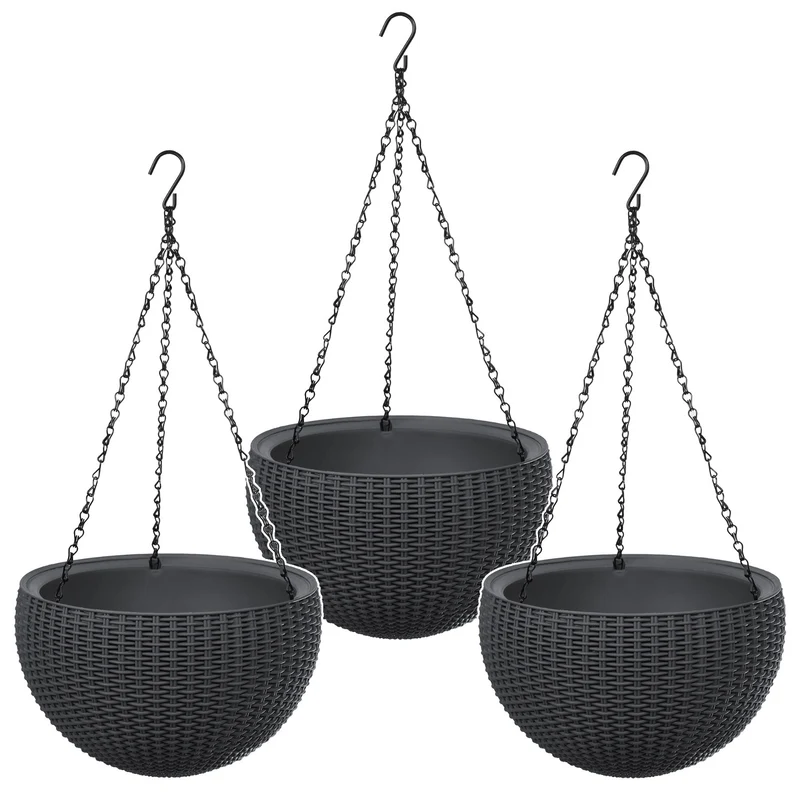 Keter Sphere Planter hangpot, kleur antraciet, 3 stuks
