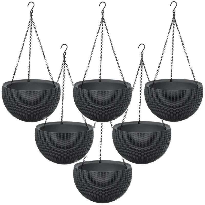 Pot suspendu Keter Sphere Planter, couleur anthracite, lot de 6