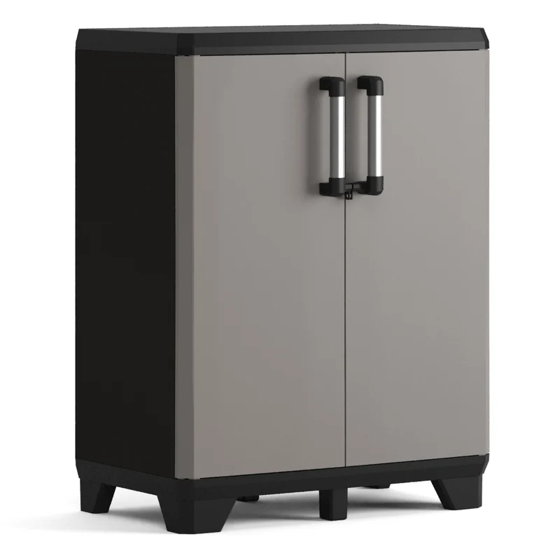 Lage kast Keter, verstelbare planken, versterkte constructie, kleur: grijs/zwart, Pro