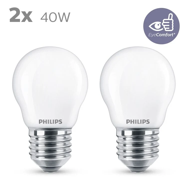 Philips LED lamp kogel E27 mat warm wit 3W 470LM 2st