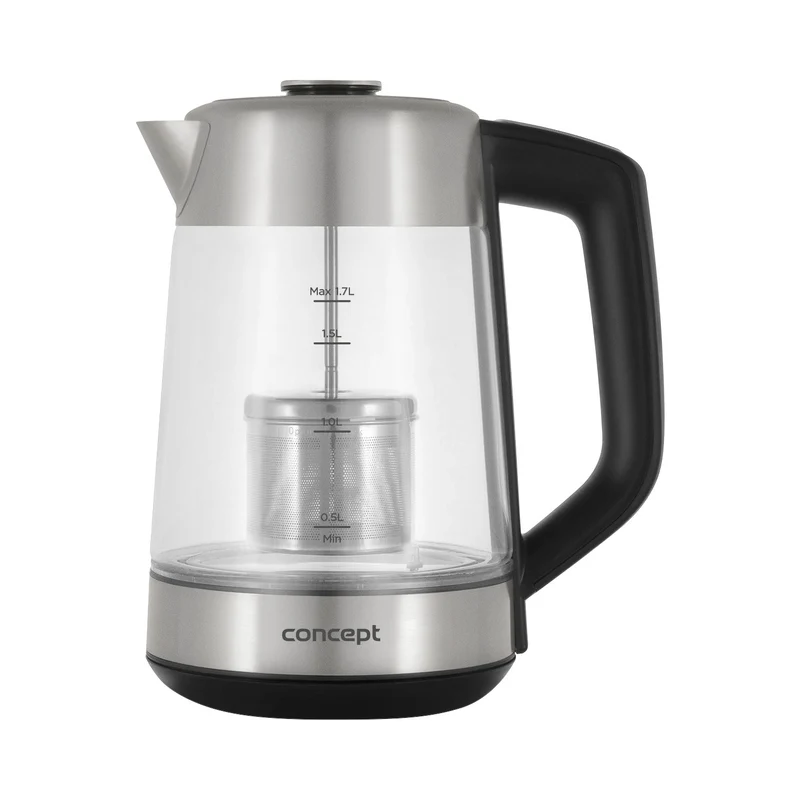 Concept 1.7L glazen elektrische waterkoker met temperatuurregeling en koffiezetapparaat RK4190
