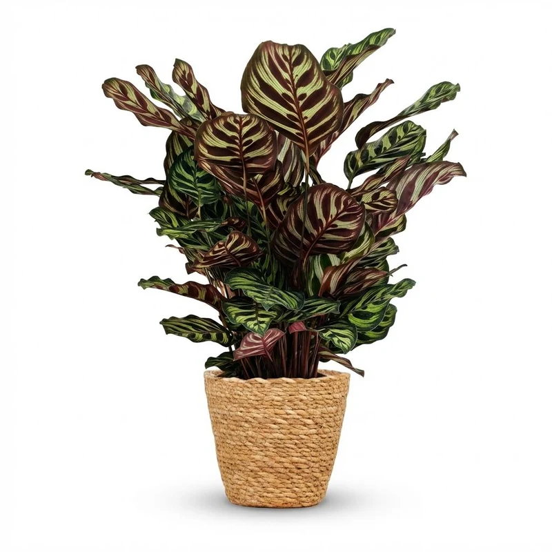 Pauwenplant (Calathea Makoyana) met Mand