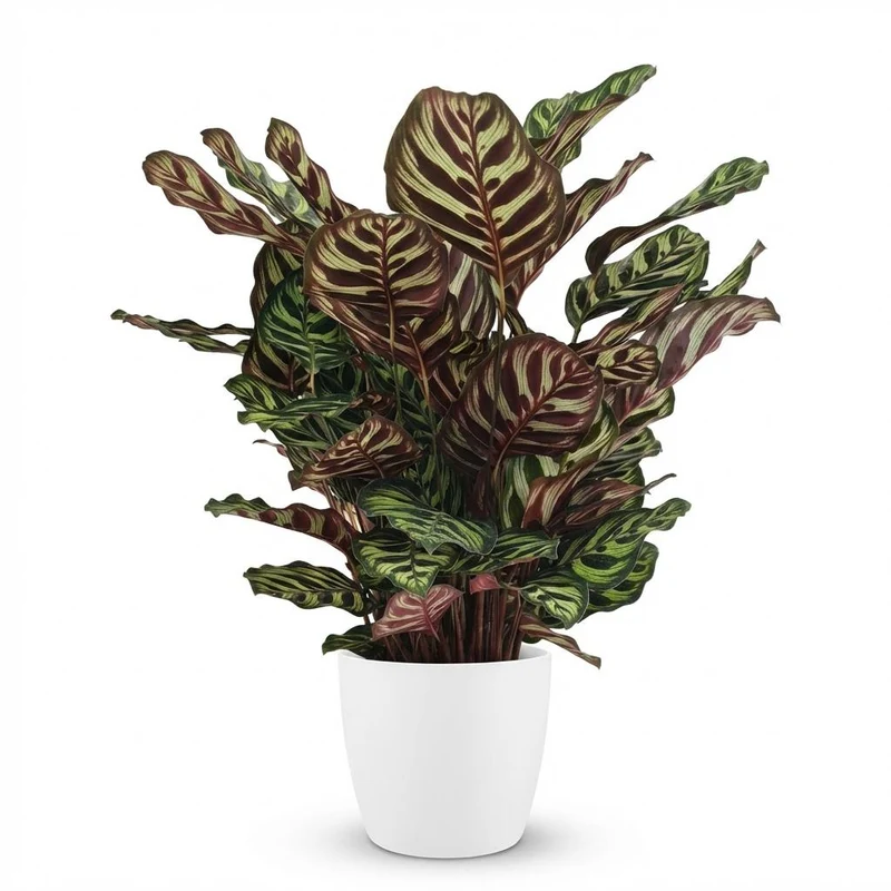 Pauwenplant (Calathea Makoyana) met witte pot