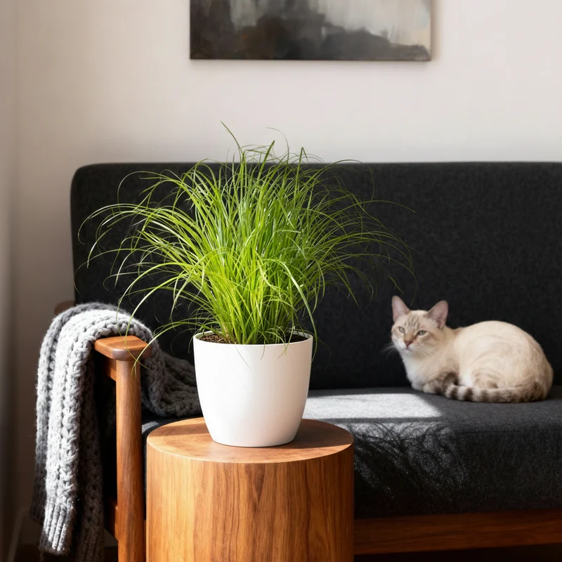 4x Cyperus alternifolius Zumula - Kattengras met witte pot