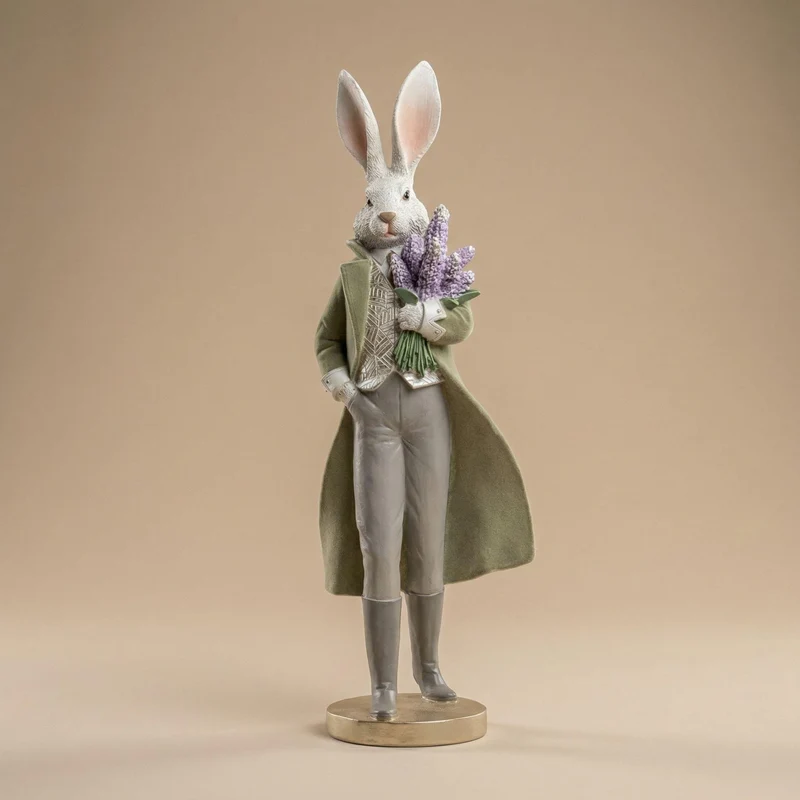Paashaas beeldje - Haas heer met bloemen