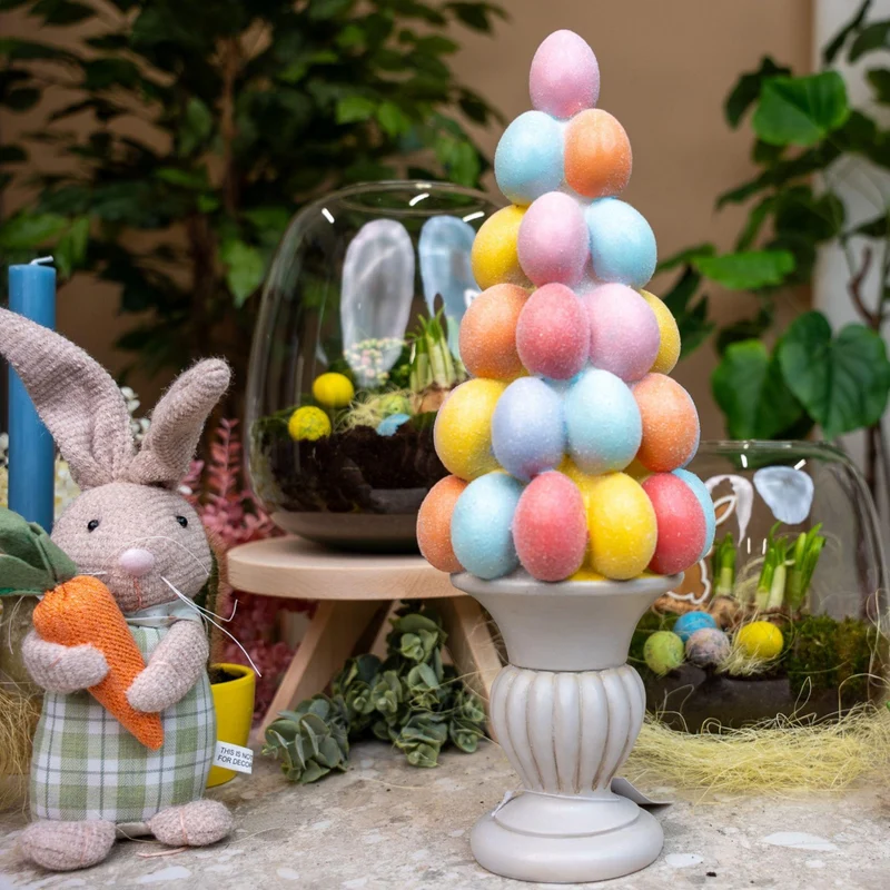 Paasei boom decoratie - Glitter pastel eieren