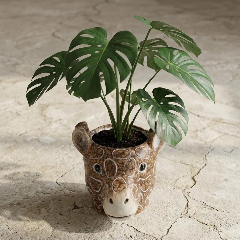Planter Giraf D11/14x11cm - Bruin - D11/14x11cm