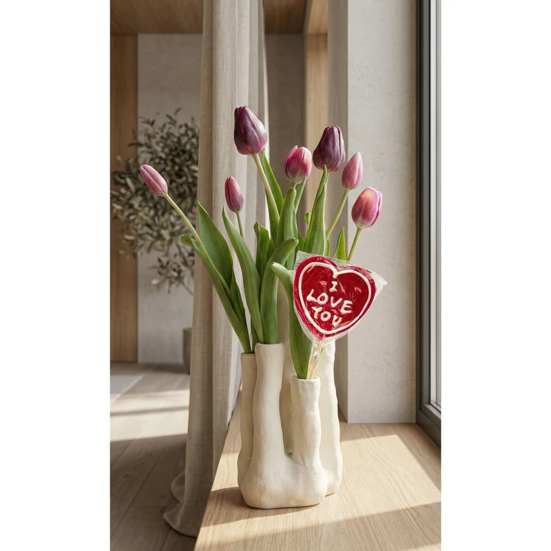 Tulip Touch - Tulpen Set - Kunsttulpen met meertuiten vaas