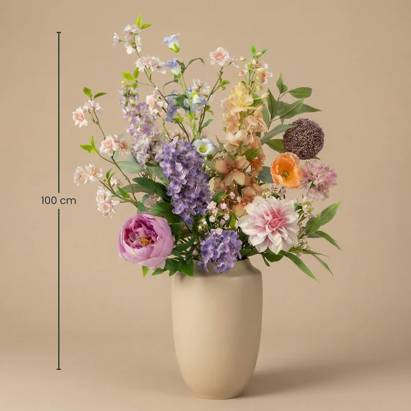Kunstbloemen boeket - Pastel Meadow Deluxe - Real Touch - 15 stelen