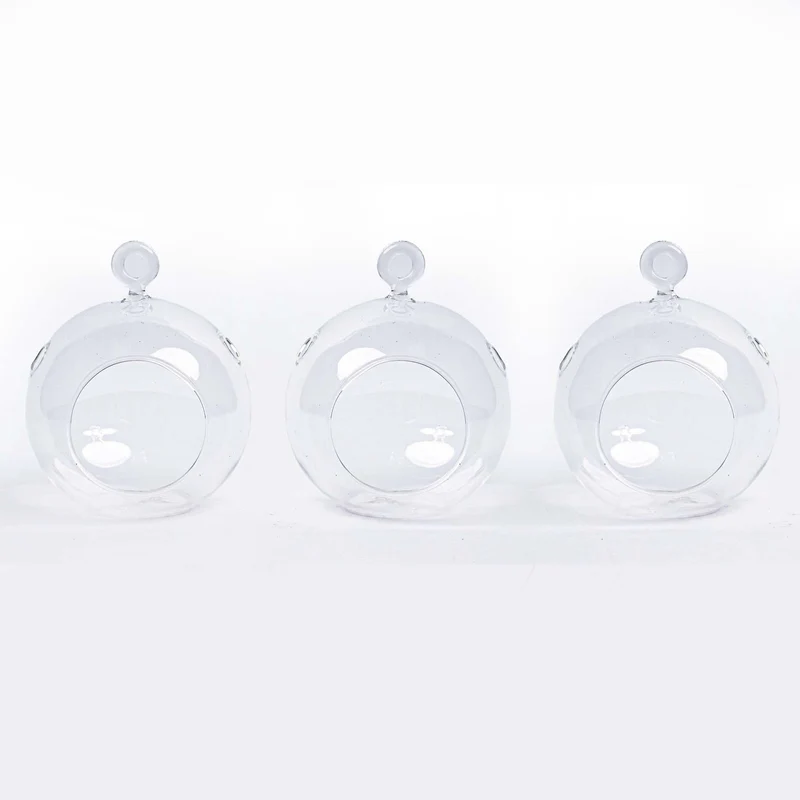 Kerstbal glas - Set van 3 - Transparant met haakje - Kerstmis