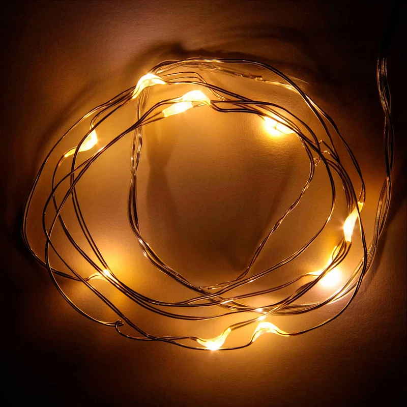 Draadverlichting op batterijen - 1 meter - Warm wit - 20 ledlampjes - Kerst