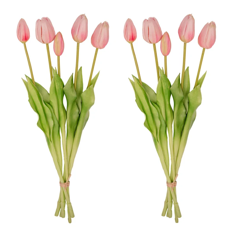 Tulpen boeket Roze - 10 stuks - 'Real Touch' Kunst tulpen