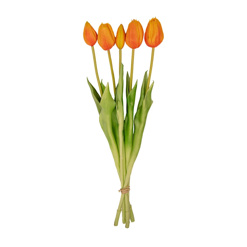 Tulpen boeket Oranje - 5 stuks - 'Real Touch' Kunst tulpen